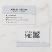 Grijs Minimalistisch modern eenvoudig qr visitekaa Visitekaartje (Voorkant / Achterkant)