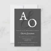 Grijs minimalistisch monogram bruids kaart (Voorkant)