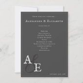 Grijs minimalistisch monogram huwelijksprogramma (Voorkant)