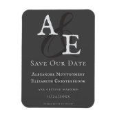 Grijs minimalistisch monogram magneet (Verticaal)