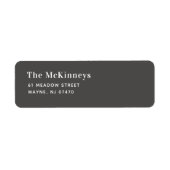 Grijs minimalistisch retouradres etiket (Voorkant)