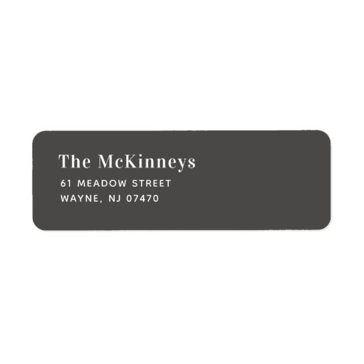 Grijs minimalistisch retouradres etiket (Voorkant)