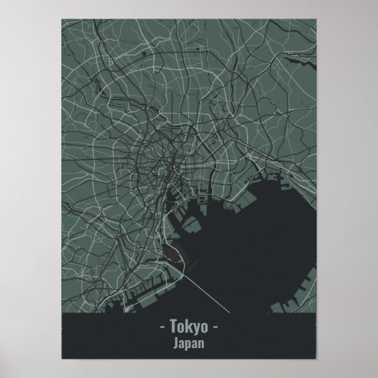 Grijs Minimalistisch Tokyo City Poster (Voorkant)