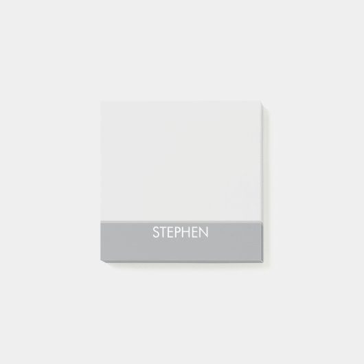 Grijs minimalistische aangepaste naam post-it® notes (Voorkant)