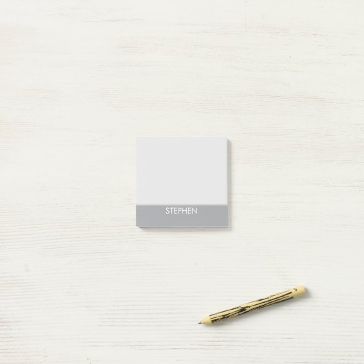 Grijs minimalistische aangepaste naam  post-it® notes (Op bureau)