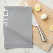 Grijs minimalistische aangepaste naam theedoek (Quarter Fold)