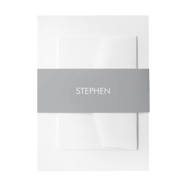 Grijs minimalistische aangepaste naam uitnodigingen wikkel