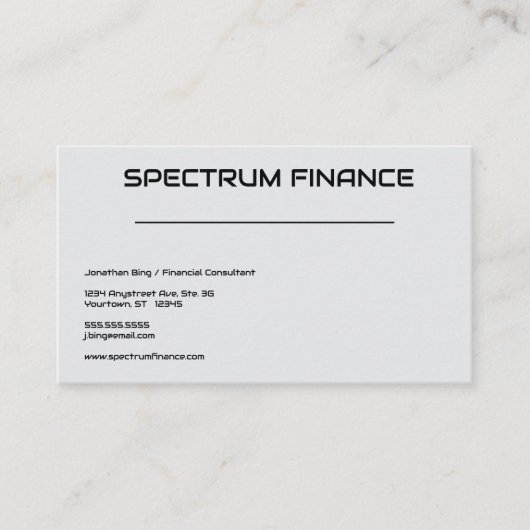 Grijs Minimalistische Financiële Professional Aanp Visitekaartje (Voorkant)