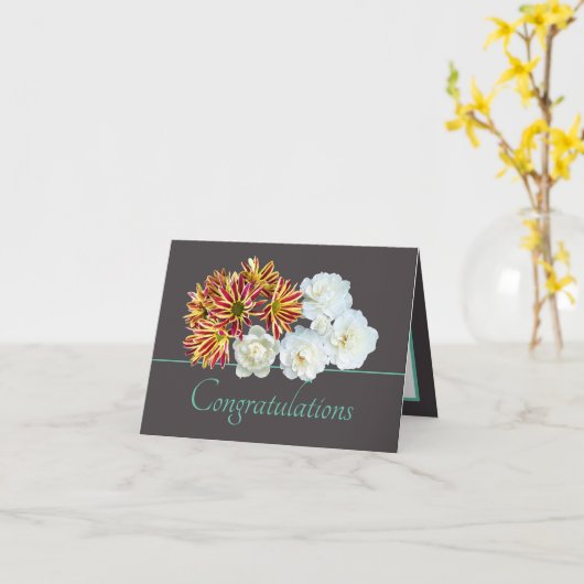 Grijs Mint Boeket Roos & Daisies Gefeliciteerd Kaart (Gele Bloem)