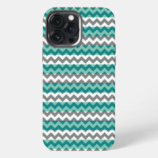 Grijs Mint Chevron Zigzag iPhone Hoesje (Achterkant)