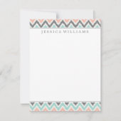 grijs Mint Peach Zigzag Ikat Patroon Kaart (Voorkant)