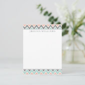 grijs Mint Peach Zigzag Ikat Patroon Kaart (Staand voorkant)