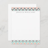 grijs Mint Peach Zigzag Ikat Patroon Kaart (Voorkant / Achterkant)