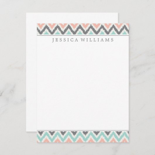 grijs Mint Peach Zigzag Ikat Patroon Kaart (Voorkant / Achterkant)