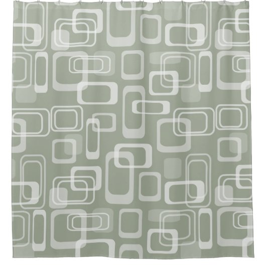 Grijs mod 60s retro patroon douchegordijn (Voorkant)
