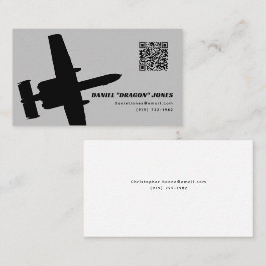 Grijs Modern A-10 Silhouet Visitekaartje (Voorkant / Achterkant)