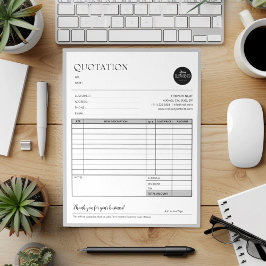 Grijs Modern Bedrijfs Citaat Factuur Verkoopformul Notitieblok