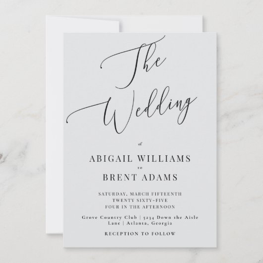 Grijs Modern Bruiloft Kaart (Voorkant)