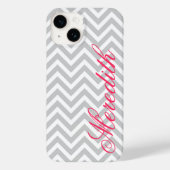 Grijs Modern Chevron Stripes Custom Monogram Case-Mate iPhone Case (Achterkant)