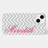 Grijs Modern Chevron Stripes Custom Monogram Case-Mate iPhone Case (Achterkant (horizontaal))