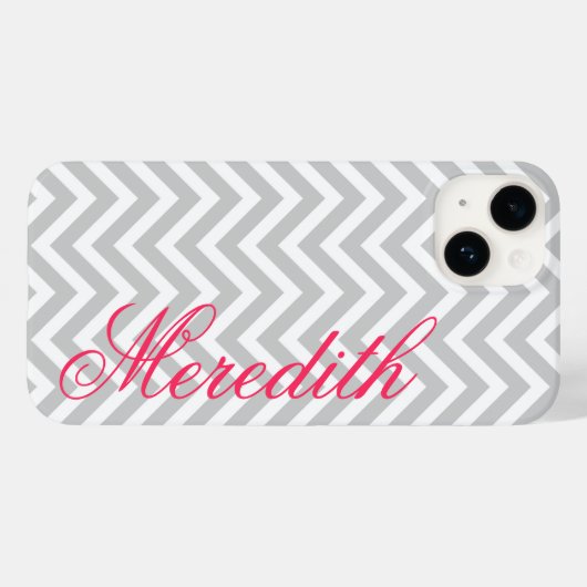 Grijs Modern Chevron Stripes Custom Monogram Case-Mate iPhone Case (Achterkant (horizontaal))