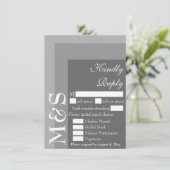 Grijs Modern Chic Script Bruiloft RSVP Kaart (Staand voorkant)