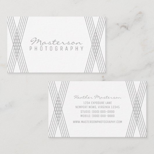 Grijs Modern Deco-Visitekaartje Visitekaartje (Voorkant / Achterkant)