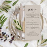 Grijs modern eenvoudig elegant script bruiloft menu<br><div class="desc">Modern eenvoudig elegant grijs huwelijksmenu. Modern schoon ontwerp. Script tekst.</div>