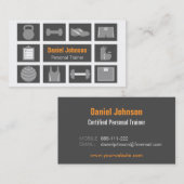Grijs Modern Fitness Icons Personal Trainer Visitekaartje (Voorkant / Achterkant)
