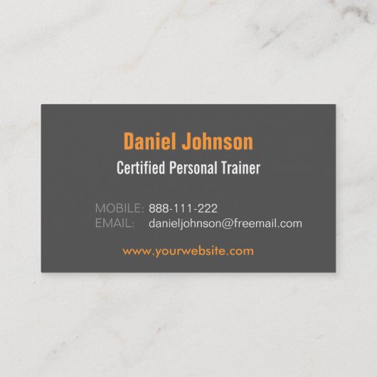 Grijs Modern Fitness Icons Personal Trainer Visitekaartje (Achterkant)