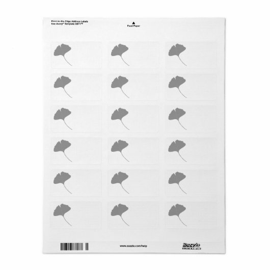 Grijs Modern Ginkgo Biloba Cascading Leaves Grey Etiket (Full Sheet)