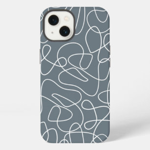 Grijs modern golflijnpatroon iPhone 13 hoesje