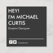 Grijs Modern Grafisch Ontwerper QR-code Vierkante Visitekaartje (Voorkant)