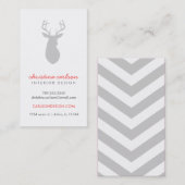 Grijs Modern Hert & Chevron Stripes Visitekaartje (Voorkant / Achterkant)