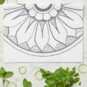 Grijs  modern medaillonpatroon theedoek (Gevouwen)