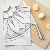 Grijs  modern medaillonpatroon theedoek (Quarter Fold)