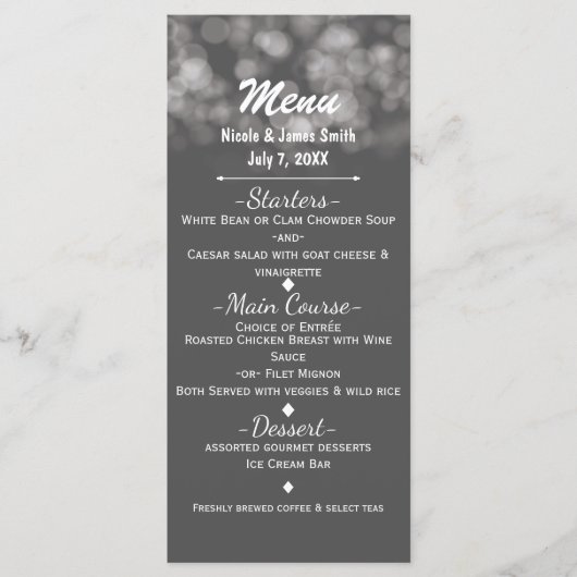 Grijs Modern Minimaal Licht Elegant Glam Feestmenu Menu (Voorkant)