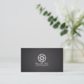 Grijs Modern Minimaal Logo Fotograaf Visitekaartje (Staand voorkant)
