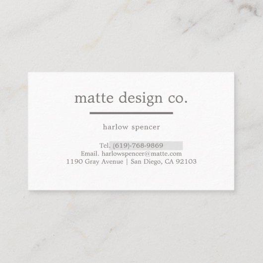Grijs | Modern minimalistische legant professional Visitekaartje (Achterkant)
