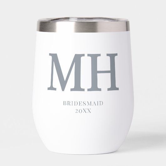 Grijs Modern Monogram Bachelorette Party Bruidsmei (Achterkant)