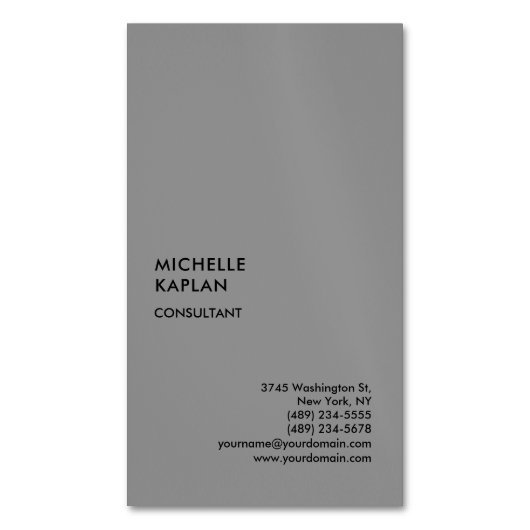 Grijs Modern Professional Exclusief Magnetisch Visitekaartje (Voorkant Verticaal)