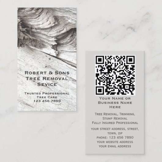 Grijs Modern Rustic Tree Professional | QR-code to Visitekaartje (Voorkant / Achterkant)