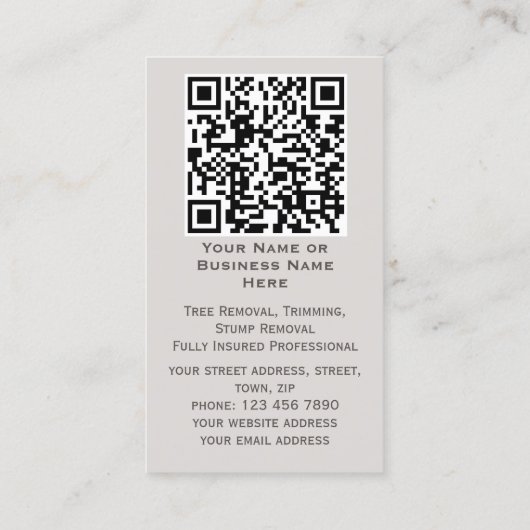 Grijs Modern Rustic Tree Professional | QR-code to Visitekaartje (Achterkant)