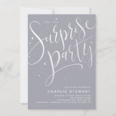 Grijs Modern Script Verrassing Verjaardag Wit Fees Kaart (Voorkant)