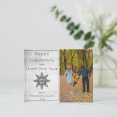 Grijs Modern Sneeuwvlok Foto Feestdagenkaart (Staand voorkant)