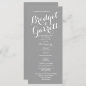 Grijs Modern Tekst Trouwprogramma Programmakaart (Voorkant / Achterkant)