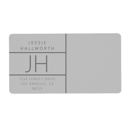 Grijs modern Terugkijkadres Verzending Etiket (Voorkant)