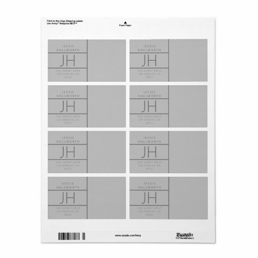 Grijs modern Terugkijkadres Verzending Etiket (Full Sheet)