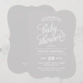 Grijs Modern Typografie Baby shower Kaart (Voorkant / Achterkant)