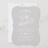 Grijs Modern Typografie Baby shower Kaart (Voorkant)